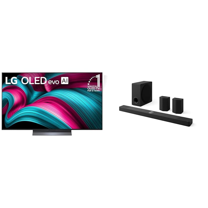 LG 55" OLED evo C5 Series 4K Smart TV Bundle with 9.1.5-Ch. S95TR Soundbar with Dolby Atmos, DTS:X, Wireless Speakers and Subwoofer Home Theater Bundle