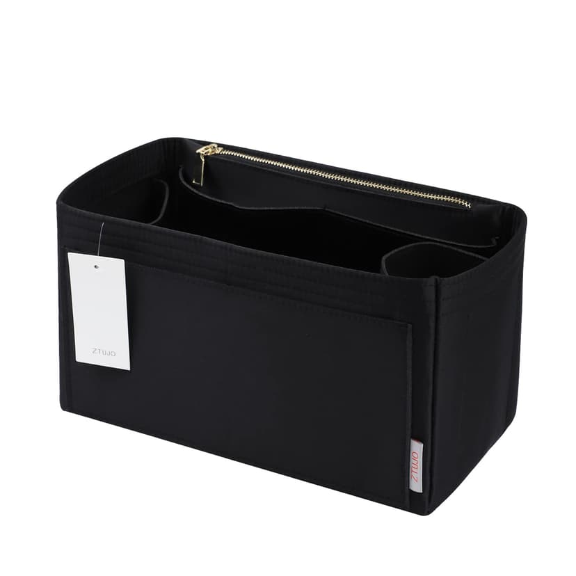 ZTUJO Purse Organizer Insert For Handbags, Silky Touching Bag Organizer Insert With Bottle Holder, Perfect for Speedy, Neverfull, Tote,ONTHEGO,Artsy,Handbag and More (Mini, Silky Black)