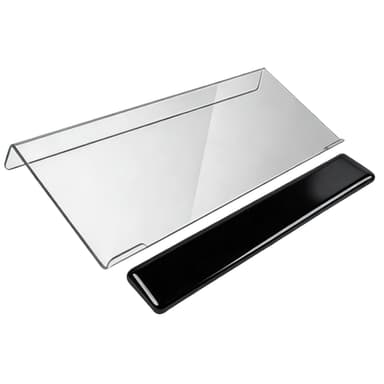 Acrylic Computer Keyboard Stand with Gel Wrist Rest Set,Ergonomic Keyboard Riser for Desk Easy Typing with Gel Keyboard Pad, Anti-Slip Comfort Keyboard Wrist Pad Relief Pain (Black)