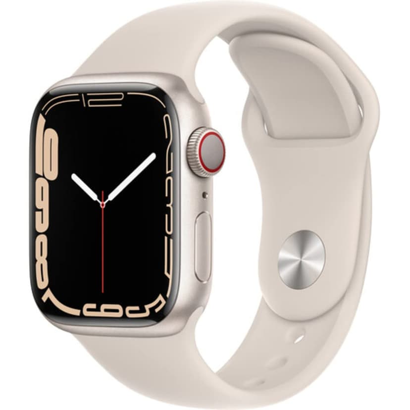 Apple Watch Series 7 (GPS + Cellular, 41mm) Starlight Aluminum Case with Starlight Sport Band, Regular (Renewed)