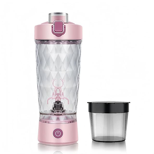 TDXVPB Self electric Stirring Cup with powder box Protein Shake Bottle Portable sports Mug Lightweight large capacity Cup (Pink)