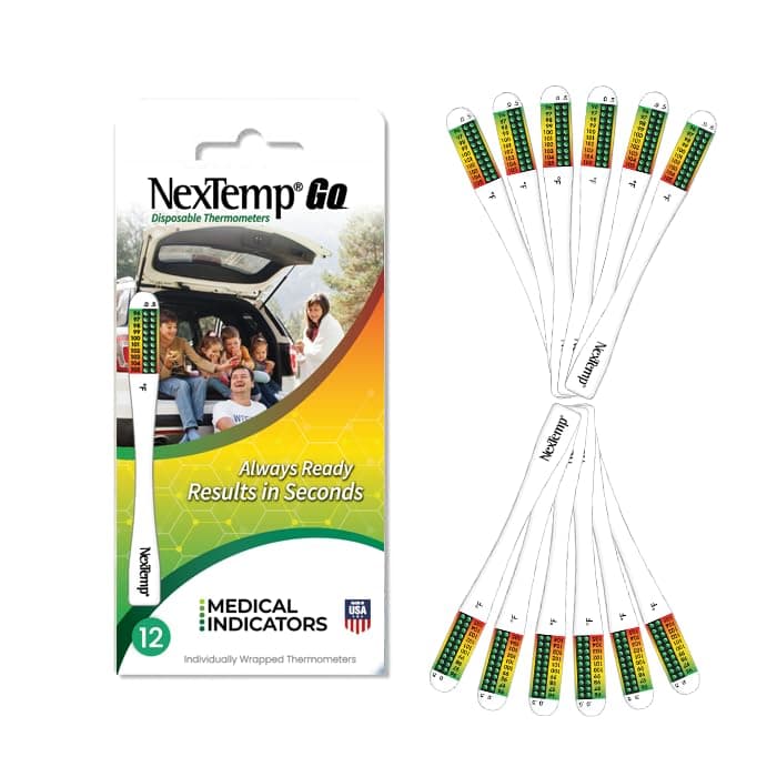 NexTemp® Go - Ready When You are - Single-Use Disposable Thermometers - Results in Seconds, for Work, Home, & Travel (12-Pack (Fahrenheit))