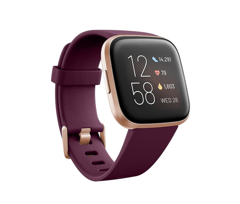 Fitbit Versa 2 Health and Fitness Smartwatch with Heart Rate, Music, Alexa Built-In, Sleep and Swim Tracking, Bordeaux/Copper Rose, One Size (S and L Bands Included)