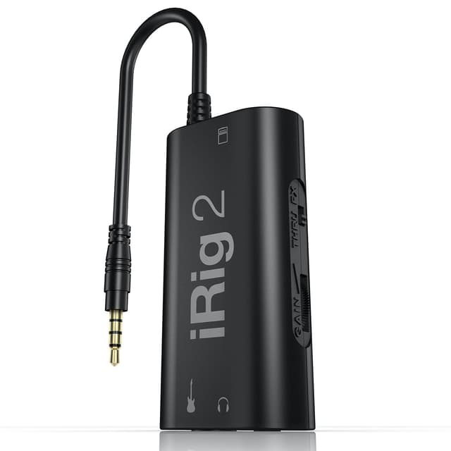 IK Multimedia iRig 2 portable guitar audio interface, lightweight audio adapter for iPhone and iPad with instrument input and headphone/amplfier outs