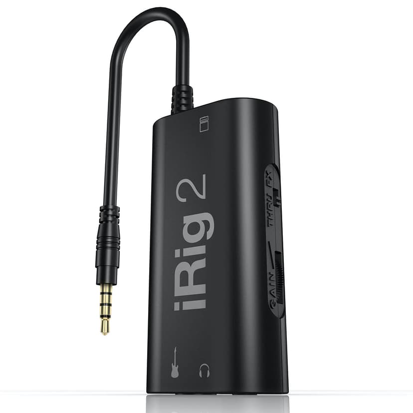 IK Multimedia iRig 2 portable guitar audio interface, lightweight audio adapter for iPhone and iPad with instrument input and headphone/amplfier outs