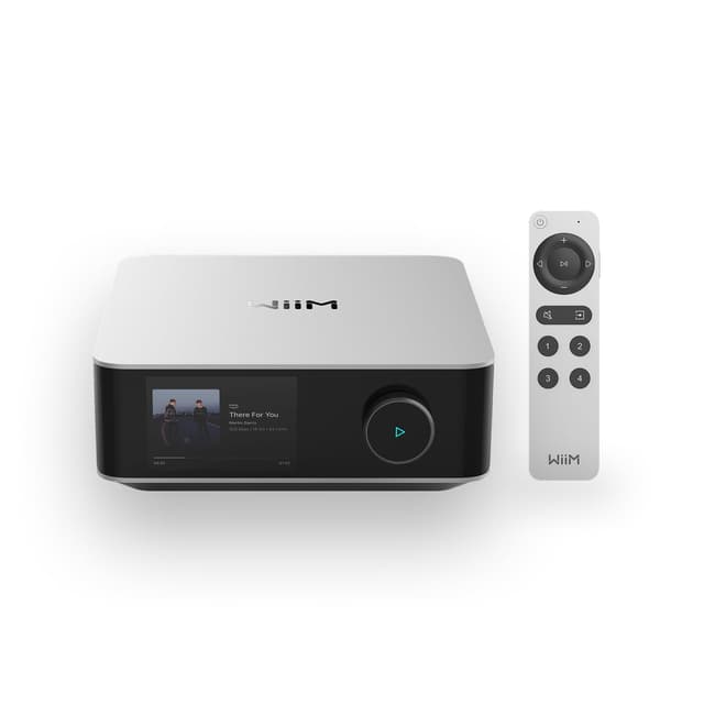 WiiM Amp Ultra with Voice Remote 2 | 100W Streaming Amplifier with Premium ESS ES9039Q2M DAC & Dual TI TPA3255 Amps | Built-in RoomFit EQ & Touchscreen | HDMI ARC, Optical, RCA Inputs | Silver