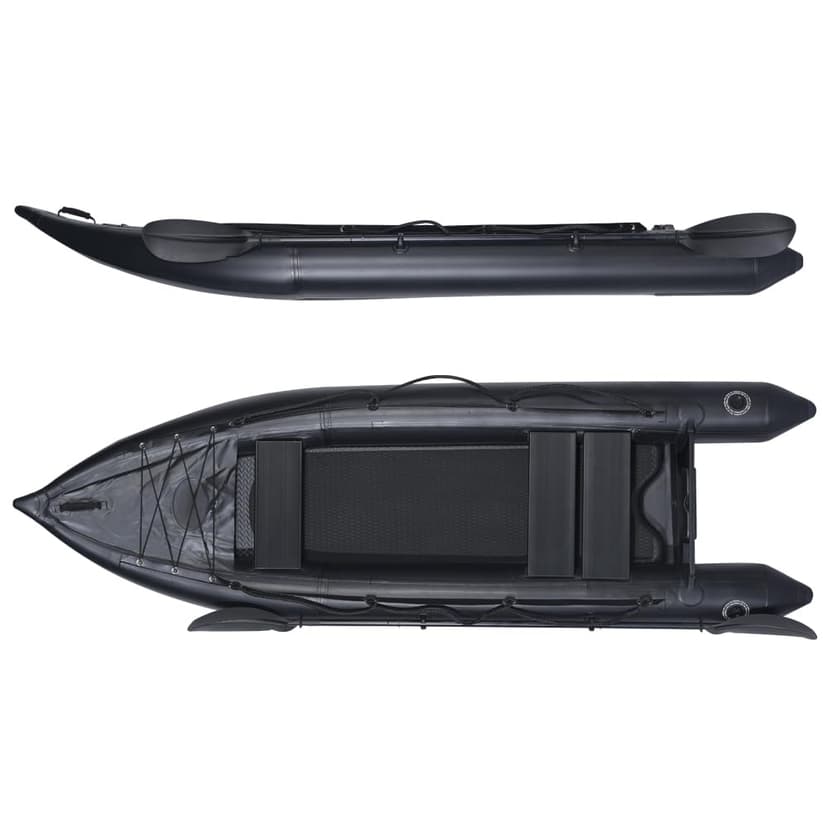 2 Person Inflatable Kayak Fishing PVC Kayak The Dimension 130'' *43'*11.8'' Inflatable Kayak Rescue Rubber Rowing Kayak with Pump Aluminum Alloy Seat Paddle Inflatable Mat, Repair Kit, Fin (Black)