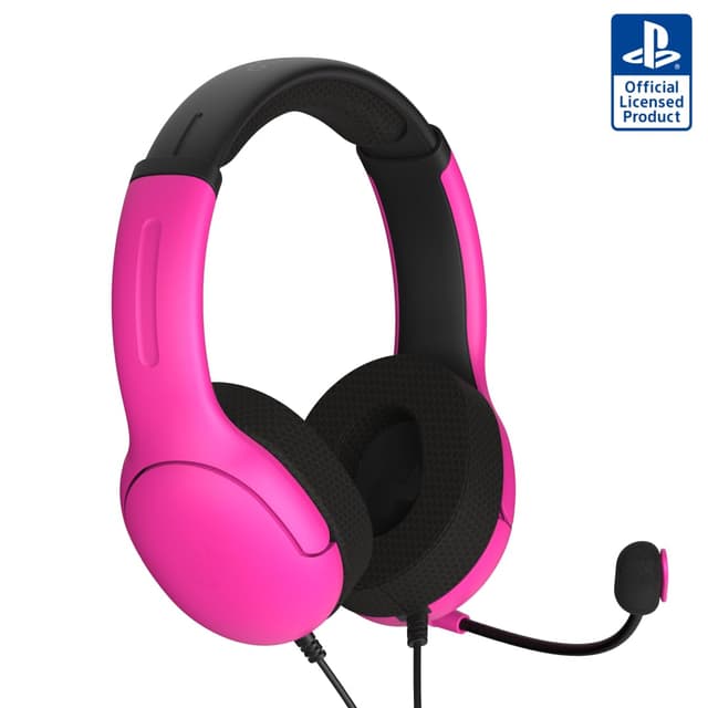 PDP AIRLITE Wired Stereo Gaming Headset, Officially Licensed Sony PlayStation 5, PS5/PS4/PS3/PC, Lightweight Durable Headphones, 3.5mm Audio Jack, Noise-canceling Flip-to-Mute Mic, Nebula Pink