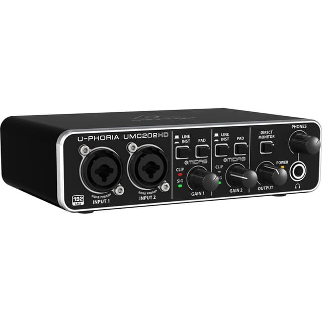 Behringer UMC202HD Audiophile 2x2, 24-Bit/192 kHz USB Audio Interface with Midas Mic Preamplifiers | For Recording Microphones and Instruments