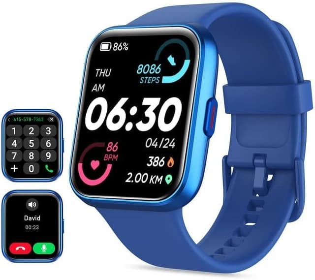 Smart Watch for Women Android & iPhone, Alexa Built-in, 1.8" Touch Screen Fitness Tracker with Answer/Make Calls, IP68 Waterproof Heart Rate/Sleep/SpO2 Monitor, Pedometer, 100+ Sport Modes, Dark Blue