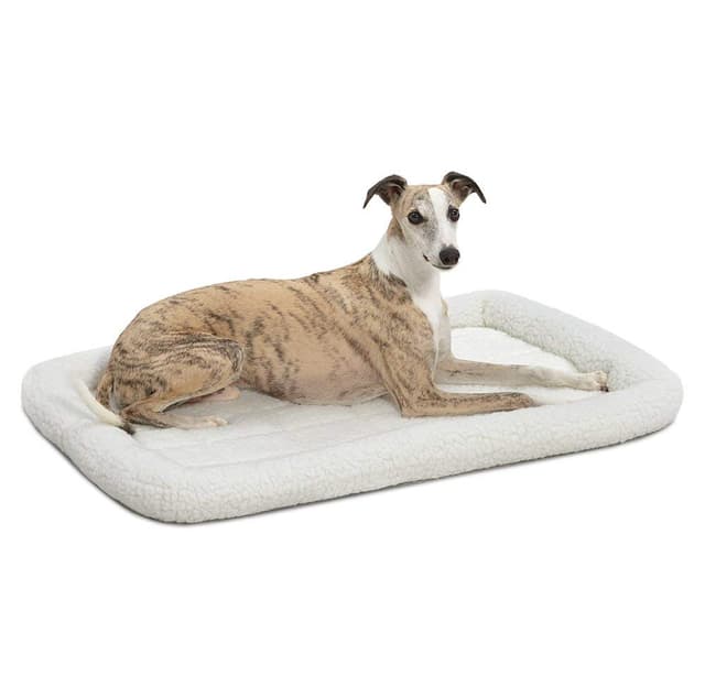 MidWest Homes for Pets QuietTime Dog Bed – White Fleece Bolster, Ultra-Soft and Machine Washable, Fits 36-Inch Crates and Carriers, for Medium to Large Breed Dogs