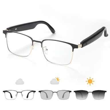 Bluetooth Audio Smart Glasses, Blue Light Glasses for Women Men,Open Ear Sound Mic & Speakers, Magnetic Charging, Color-Changing Polarized Sunglasses Lenses, Voice Assistant(GS06G