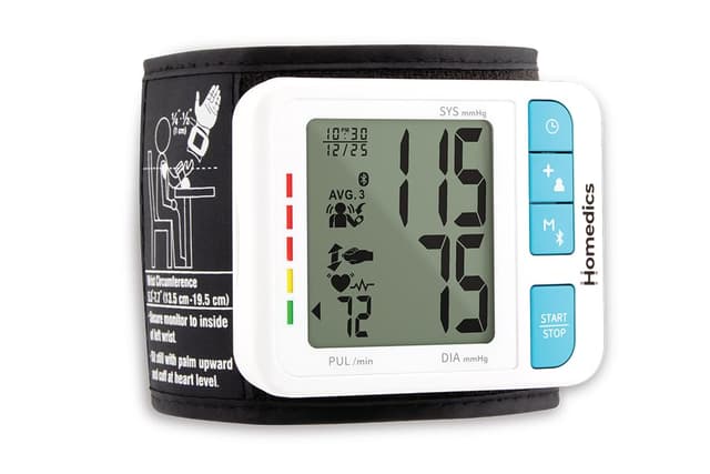 Homedics 700 Series Wrist Cuff Blood Pressure Monitor for Home Use, One-Touch Operation, Accurate Results, 2 Users, with Bluetooth Wireless Technology to The Homedics Health App (Smart)