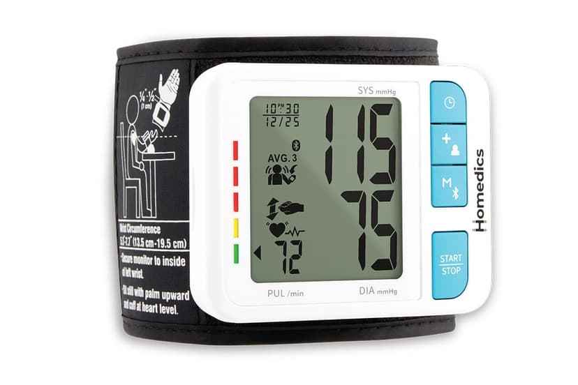 Homedics 700 Series Wrist Cuff Blood Pressure Monitor for Home Use, One-Touch Operation, Accurate Results, 2 Users, with Bluetooth Wireless Technology to The Homedics Health App (Smart)