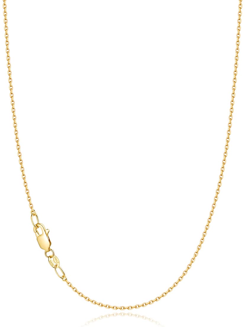 Jewlpire 18k Gold Plated Chain Necklace for Women, 1.1mm Cable Chains 18K Gold Plated Chain for Women Shiny & Sturdy Women's Chains Necklace, 18 Inches