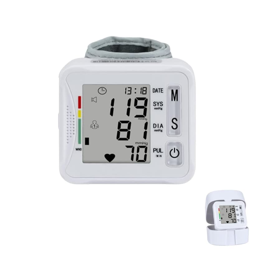 TOPBOMED Electronic Blood Pressure Monitor,Wrist Blood Pressure Monitor 2x99 Reading Memory for Adults Wrist BP Monitor with Carrying Case for Home Use