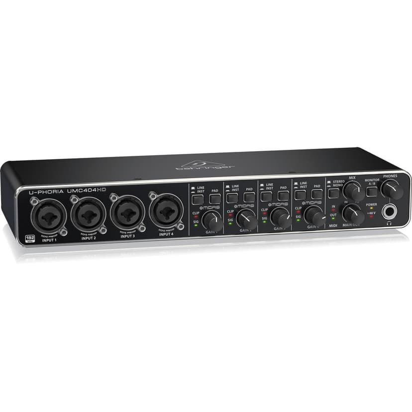 Behringer U-PHORIA UMC404HD Audiophile 4x4, 24-Bit/192 kHz USB Audio/MIDI Interface with Midas Mic Preamplifiers