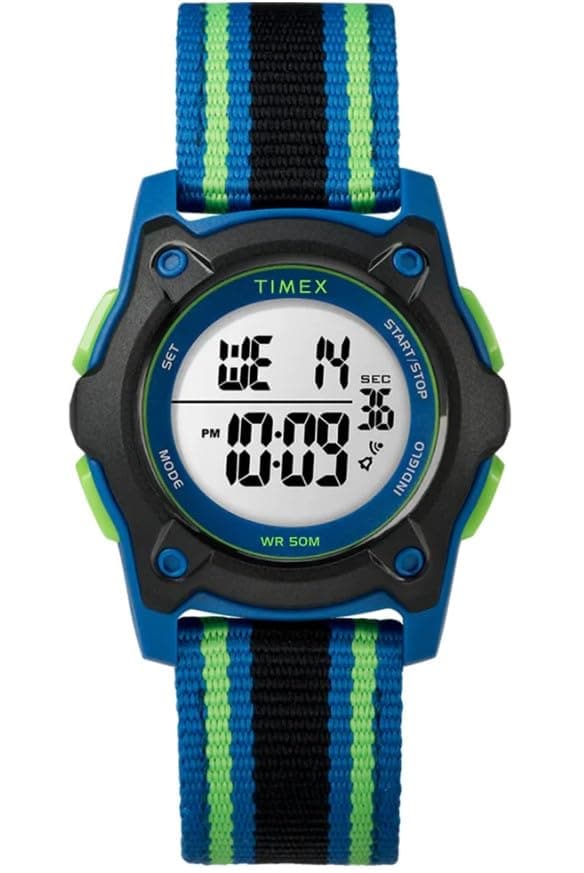 Timex Kids TW7C26000 Time Machines Digital 35mm Blue/Black/Green Double-Layered Nylon Strap Watch