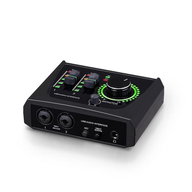 BOMGE mini 2 Channel USB Audio Interface for Recording, Streaming and Podcasting, with XLR/48V Phantom Power,Studio Quality Audio Interface for Guitarist, Vocalist, Podcaster or Producer