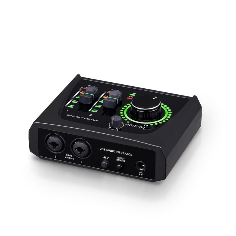 BOMGE mini 2 Channel USB Audio Interface for Recording, Streaming and Podcasting, with XLR/48V Phantom Power,Studio Quality Audio Interface for Guitarist, Vocalist, Podcaster or Producer
