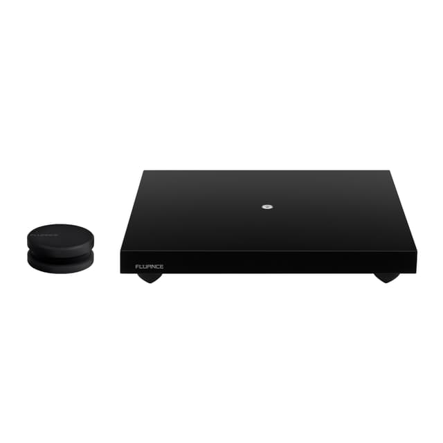 Fluance Turntable Isolation Base Anti-Vibration Wood Platform and HiFi Vinyl Record Weight Stabilizer with Rubberized Finish - Piano Black