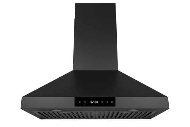 Hauslane Range Hood Wall Mount 30" Ducted or Ductless Kitchen Vent Hood Stainless Steel Stove Hood - 3 Speed, Touch Control, LED Lamps, Baffle Filters, Auto Shut-off, WM538 Matte Black