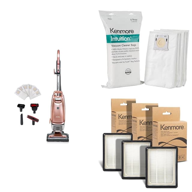 Kenmore BU4050 Intuition Bagged Upright Vacuum Cleaner with Bag & Filter Kit, IB600 HEPA Replacement Bags & K3010 HEPA Replacement Filter, 3 pack