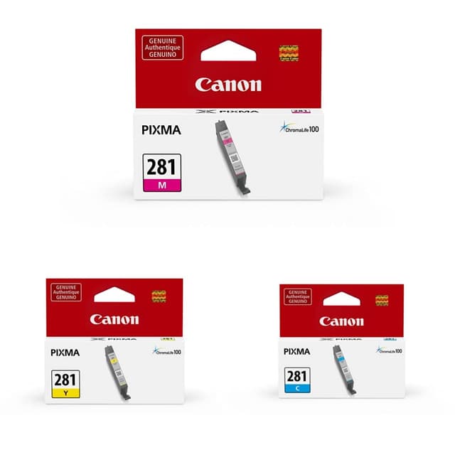 Canon CLI-281 Magenta Ink Tank Compatible to TR8520, TR7520, TS9120 Series,TS8120 Series, TS6120 Series, TS9521C, TS9520, TS8220 Series, TS6220 Series CLI-281 Yellow CLI-281 Cyan