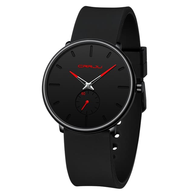 CRRJU Menβs Casual Stylish Waterproof Quartz Wristwatches, Fashion Simple Sport Watches for Men with Black Silicone Strap
