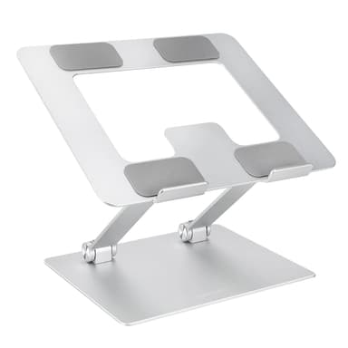 Amazon Basics Sturdy and Portable Ergonomic Laptop Stand for Desk, Height Adjustable Riser with Ventilated Cooling, Foldable, Fits all Laptops up to 17.3 Inch, Silver, 10 x 8.7 x 6 in