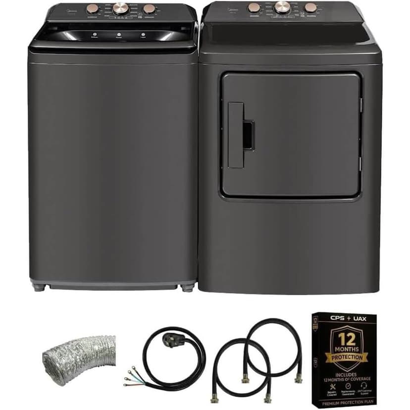 Midea MLTW41A1KIT1 Gray Top Load Washer and Dryer Pair MLTW41A1BGPR 4.1 Cu Ft High Efficiency Washer and 6.7 Cu Ft Ele