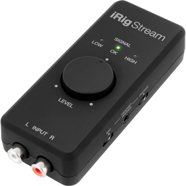 IK Multimedia iRig Stream stereo audio interface for iPhone, iPad, Mac, iOS and PC with USB-C, Lightning and USB for 24-bit, 48 kHz recording from mixers and studio gear