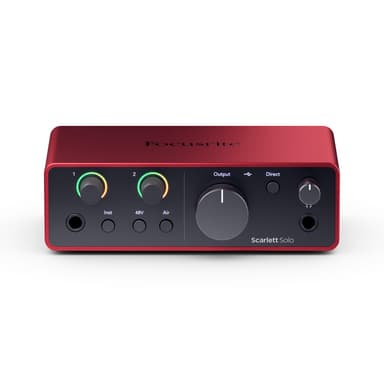 Focusrite Scarlett Solo 4th Gen USB Audio Interface, for the Guitarist, Vocalist, or Producer — High-Fidelity, Studio Quality Recording, and All the Software You Need to Record (Renewed)