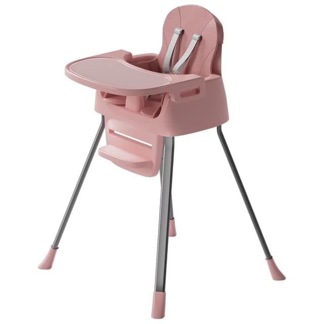 Radiangl 3-in-1 Baby Feeding High Chair with Tray 5 Point Harness Booster Seat Infant Ergonomic Sit Up High Chair Babies and Toddlers Safety Seats Convertible Comfortable Toddler Chair Pink