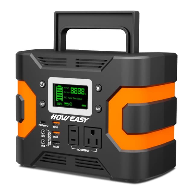 HOWEASY Portable Power Station 300W, 236Wh Solar Generator with Pure Sine Wave 110V AC Output, Backup Lithium Battery with LED Light for Outdoor Camping Travel Home Blackout