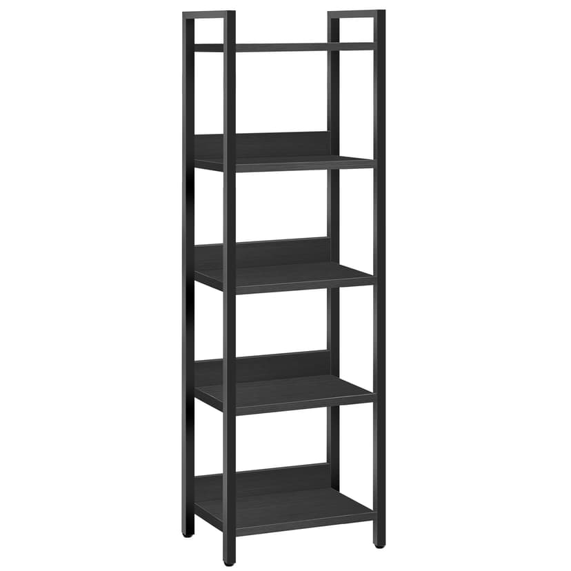 MAHANCRIS 5-Tier Bookshelf, Bookcase, Shelves Organizer for Small Spaces, Storage Shelf Organizer, for Living Room, Bedroom, Study, Balcony, Black BKHB5501