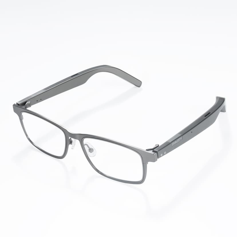 Dymesty Smart AI Glasses for Men & Women,Titanium Frame,Real-Time Translation, Meeting Recording, AI Assistant with ChatGPT, Open-Ear Bluetooth Speakers & Microphones, 48H Battery Life (C/Gray)