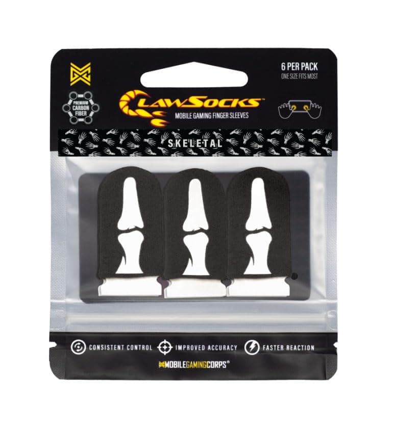6 Pack Mobile Gaming Corps ClawSocks Phone Gaming Finger Sleeves - Skeletal