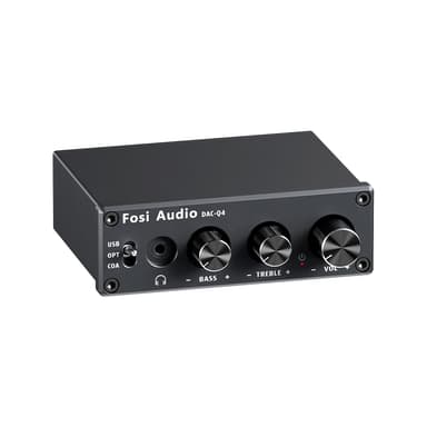 Fosi Audio Q4 DAC Headphone Amp for PC, Desktop Digital to Analog Audio Converter for Home Stereo Amplifier and Powered Speakers, PC-USB/Optical/Coaxial Inputs, 3.5mm Headphone/RCA Outputs