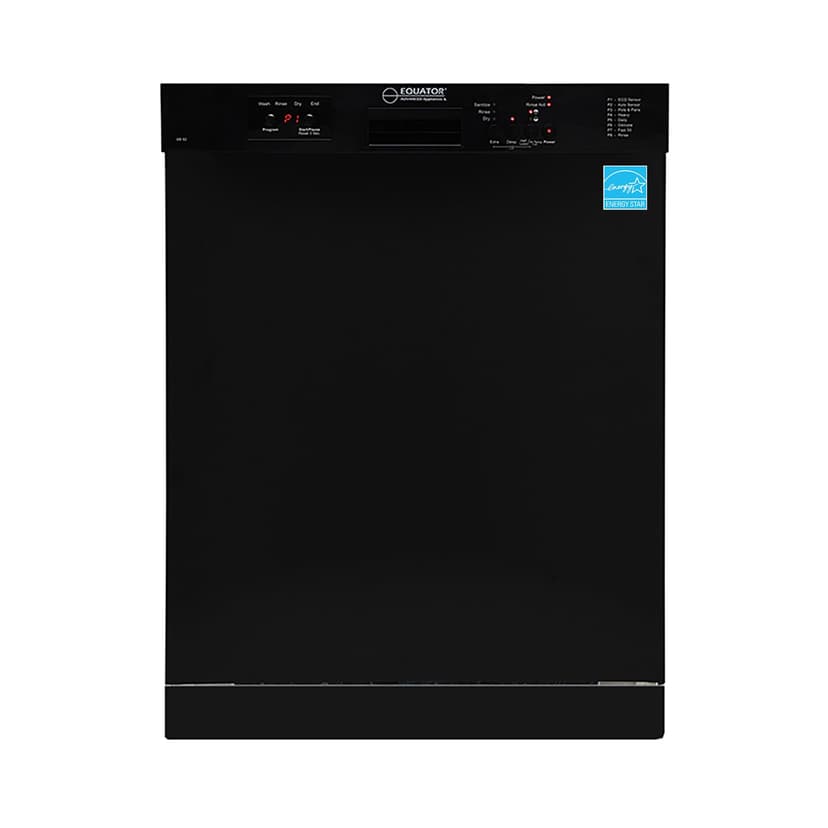 Equator24" Built in Dishwasher 14 Place Setting Wine Rack 8 Wash FAST 50 Delay1/2Load 110V E-Star ADA in Black