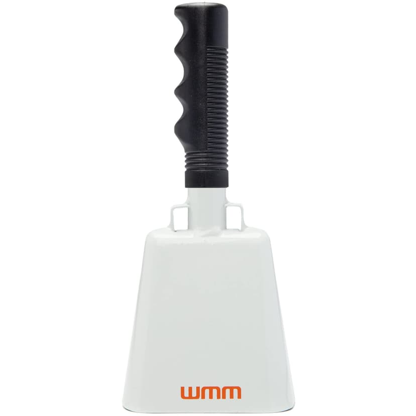 10 Inch Steel Cowbell with Handle Cheering Bell for Sports Events Large Solid School Bells & Chimes Percussion Musical Instruments Call Bell Alarm(White)