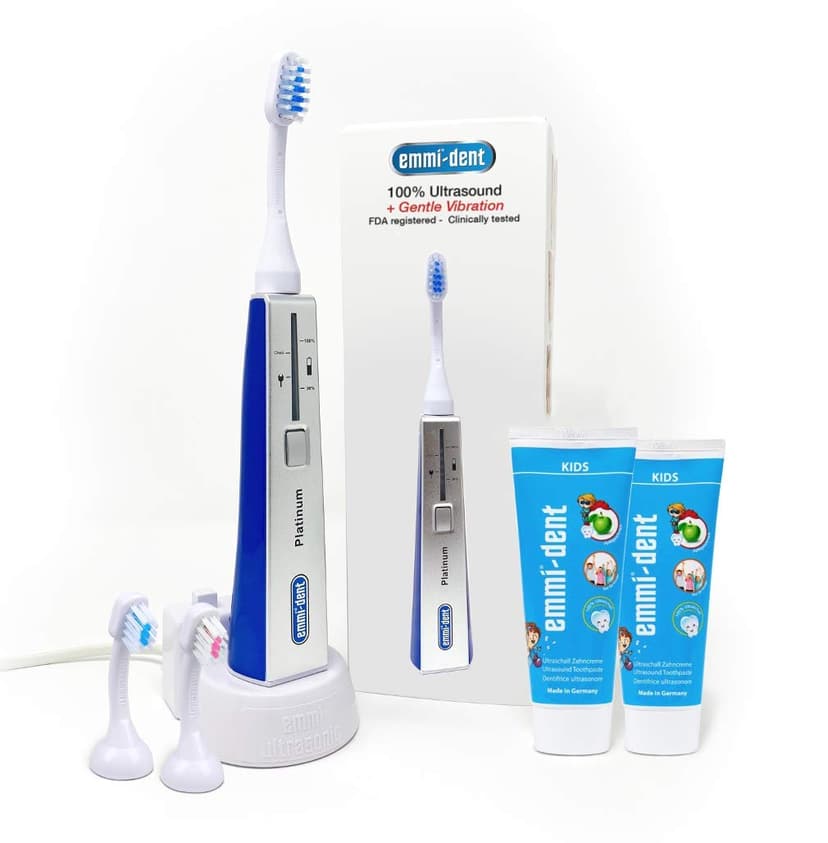 Emmi-dent Oral Waver Electric Toothbrush. Ideal for Sensitive Teeth, Plaque Removal and More! Includes Nano-Bubble Toothpaste (Kids Gentle Vibration Oral Waver with 100% Ultrasound)