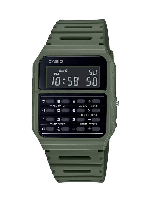 Casio CA53W Vintage Series | Green | Data Bank | 1/100 SEC Stopwatch | Water Resistant | 8 Digit Calculator | Dual Time | Resin Band | Resin Case | Auto Calendar | Daily Alarm | 5 Year Battery