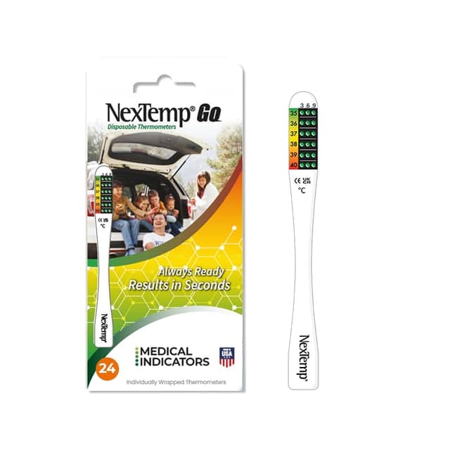 NexTemp Go Disposable Oral & Axillary Thermometer for Adults & Kids, Single Use Temperature Thermometer for Travel, Home, or First Aid Supplies, Hygienic, Individually Wrapped, Celsius, 24 Pack