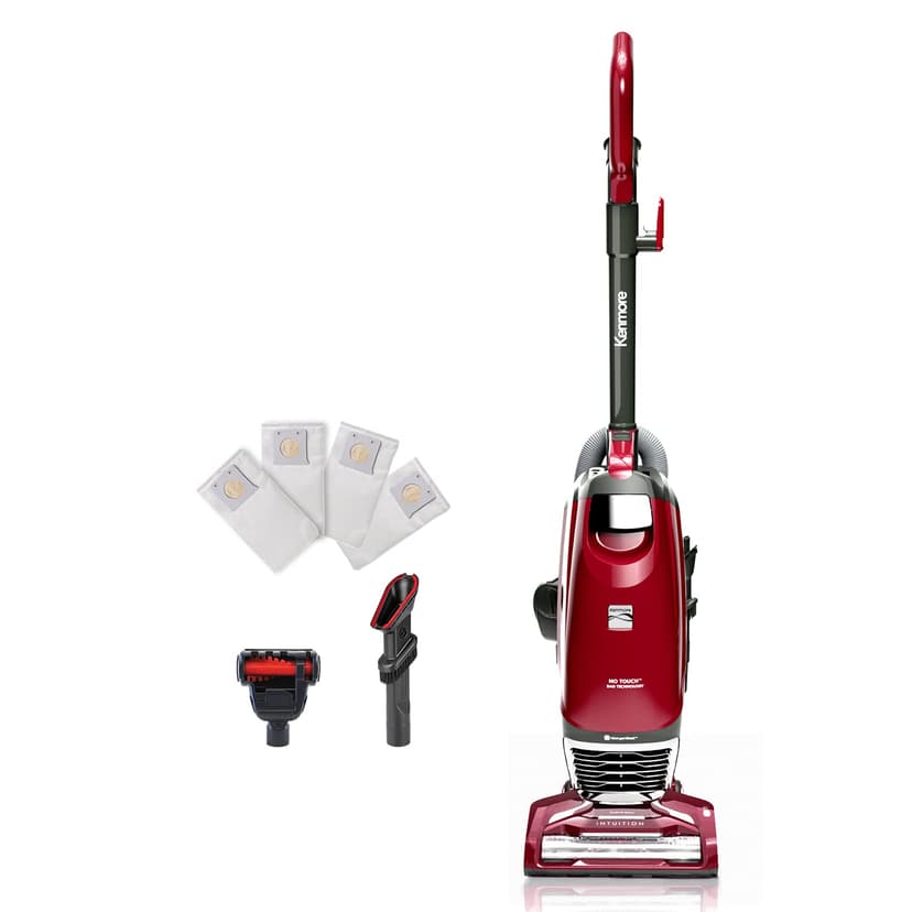 Kenmore BU3040 Intuition Bagged Upright Vacuum Lightweight Cleaner 2-Motor Power Suction with HEPA Filter, 3-in-1 Combination Tool, Handi-Mate for Carpet, Floor, Pet Hair, Red w/No Lift-up