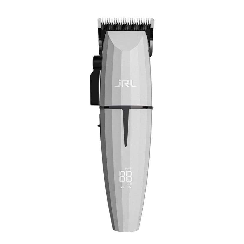 JRL GHOST Professional Cordless Hair Clipper - w/Cool Blade Technology for Men's Grooming - Rechargeable, Quiet, Up to 7500 RPM, 5HR Run Time, Equipped w/Fade Blade & Reset IQ Charging Dock (White)