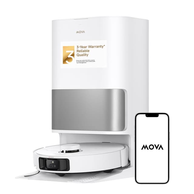 Mova P10 Pro Ultra Robot Vacuum and Mop 13,000Pa Suction, 140°F Hot Water Auto Mop Washing & Drying, Dual Spinning Extenable Mop,10.5mm Lifting for Carpet, 360°Obstacle Avoidance, App Control