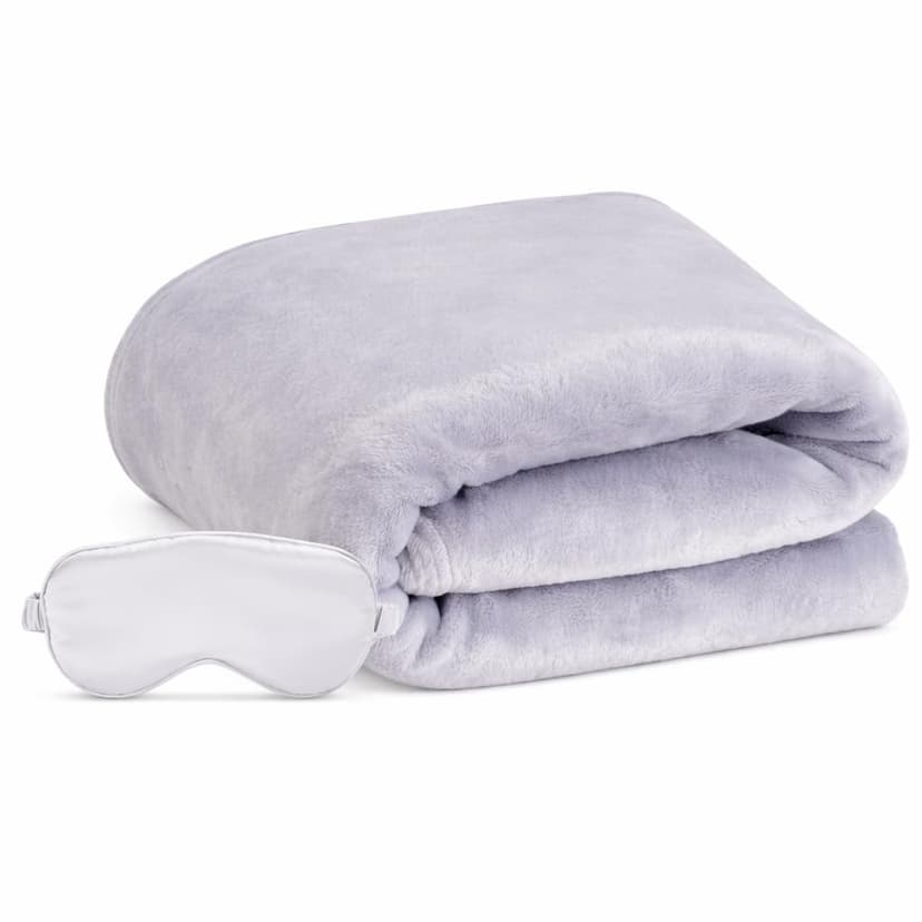 ENZOLVE Travel Blanket, Airplane Blanket, Ultra-Soft, Warm & Lightweight, 65x40 in, Outdoor Blanket Essentials for Women, Men & Kids, Included Eye Mask, Luggage Sleeve & Backpack Clip Navy Blue