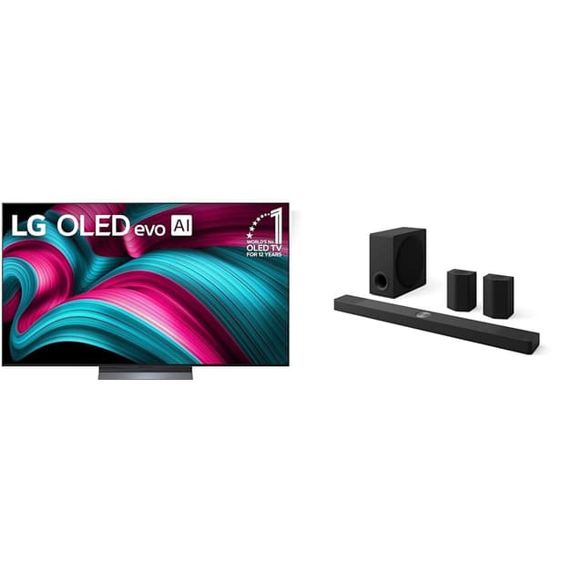 LG 65" OLED evo C5 Series 4K Smart TV Bundle with 9.1.5-Ch. S95TR Soundbar with Dolby Atmos, DTS:X, Wireless Speakers and Subwoofer Home Theater Bundle