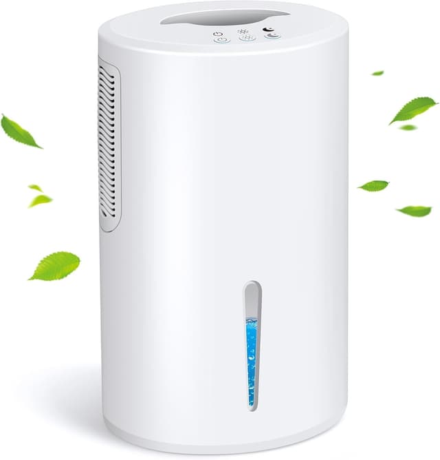 Dehumidifier, Dehumidifier for Home, 68 OZ Water Tank, Small Dehumidifiers for Bedroom (1000sq.ft) with 7 LED Lights, Ultra Quiet & Auto Shut off, Bathroom, Basement, Closet, Garage, RV. (White)